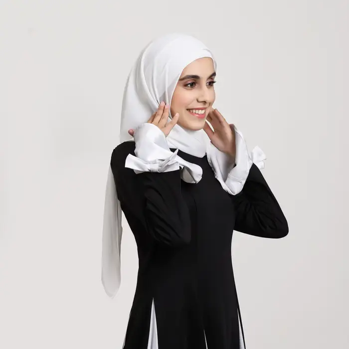 2025 Ramadan femmes solide écharpe intégré magnétique musulman en mousseline de soie Hijab châles tê