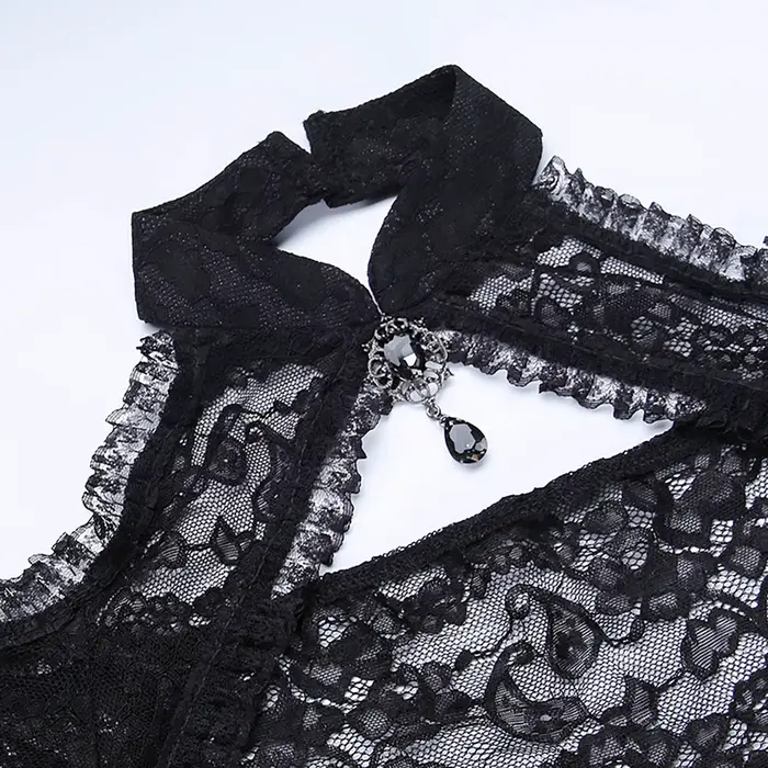 Punk boléro haussement d'épaules Top Trad Goth châles noirs manches évasées couverture enveloppes po