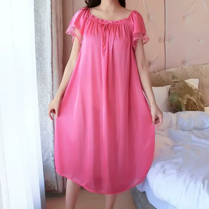 Štýlový V-neck dlhé nočné oblečenie Set pre ženy letné čipky polyesterové stredné šortky