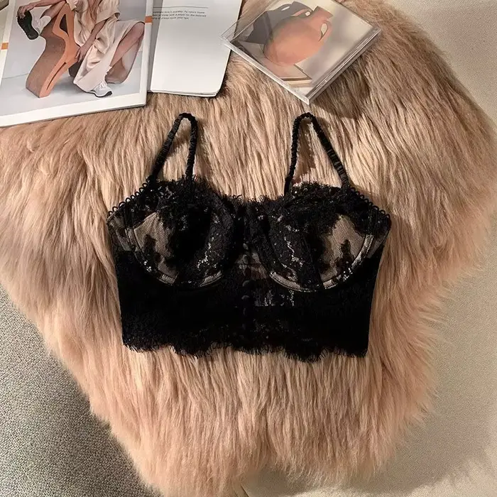 Soutien-gorge en dentelle pour femmes, couverture de poitrine, sous-vêtements fins, bonnet complet, 
