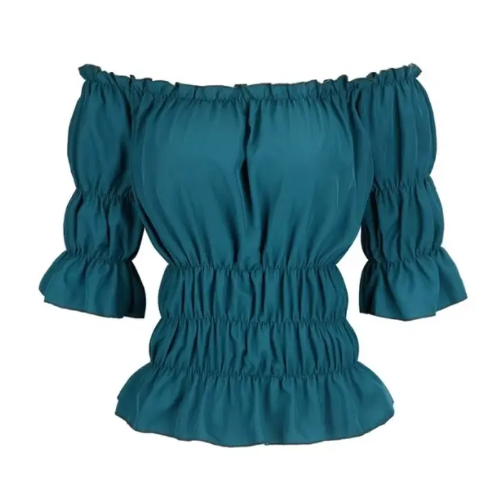 Chemisier Renaissance Médiévale pour Femme, Sexy, Off Initiated, Slim Fit, Steampunk Cosplay, Chemise 7.5 ate, Manches Courtes, Corset, Top, Taille Plus