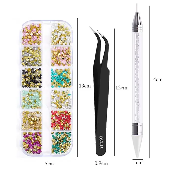 Nail art doplnky na nechty dekorácie kamienky viacveľkostné 3D kryštál