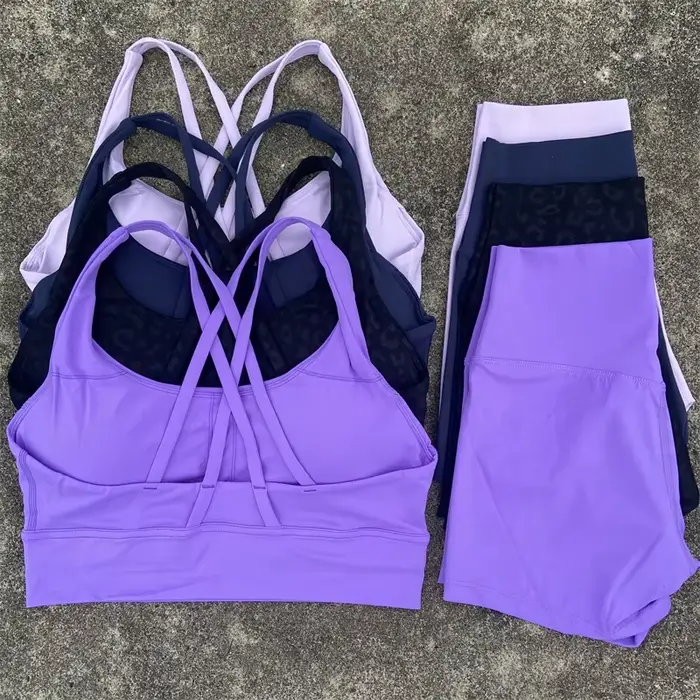 Ensemble de vêtements de Yoga 2 pièces, ensemble short de sport pour femmes, soutien-gorge croisé da