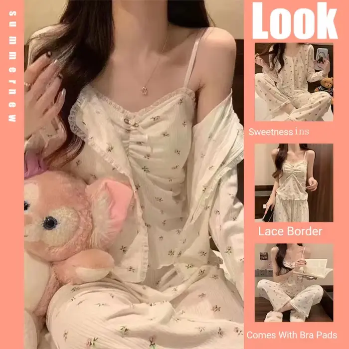 Dámske pyžamo s dlhým rukávom, trojdielna sada s vankúšom, strappy nohavice, mäkké, domáce oblečenie, jar a jeseň