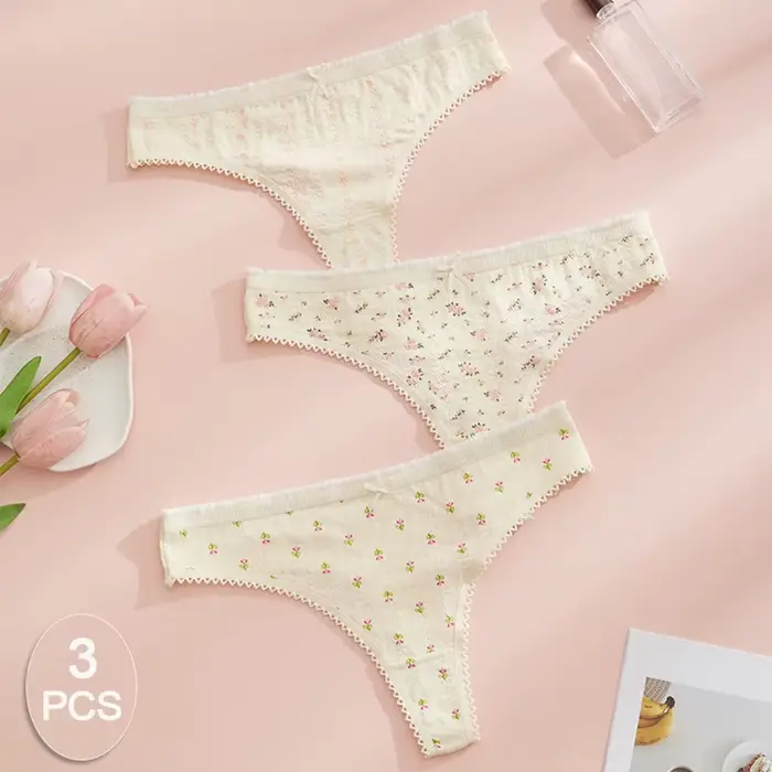 3-dielne roztomilé potlačené nohavičky pre ženy