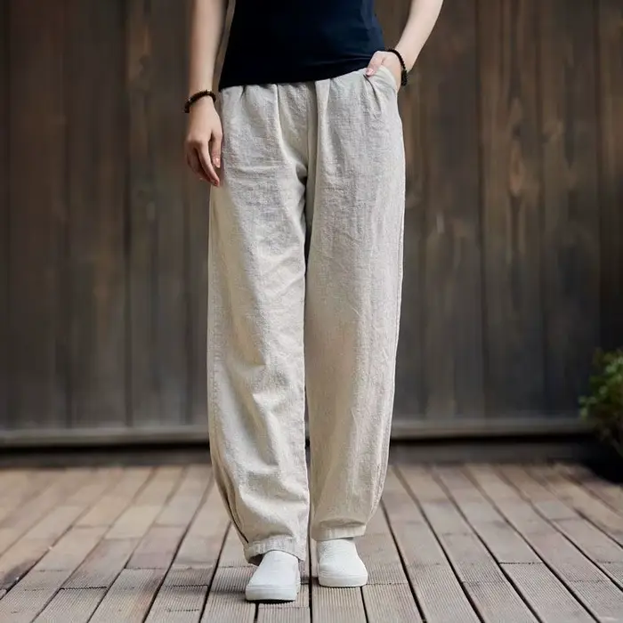 Vêtements rétro en coton et lin pour femmes, nouveau style chinois, pantalon ample, Slim et Cool, à 