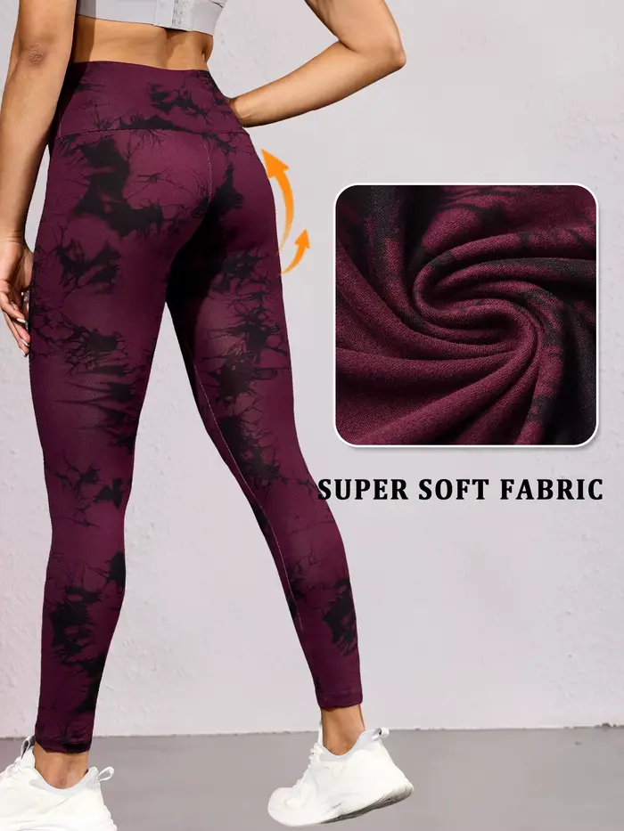 Dámske športové legíny tie-dye s vysokým pásom