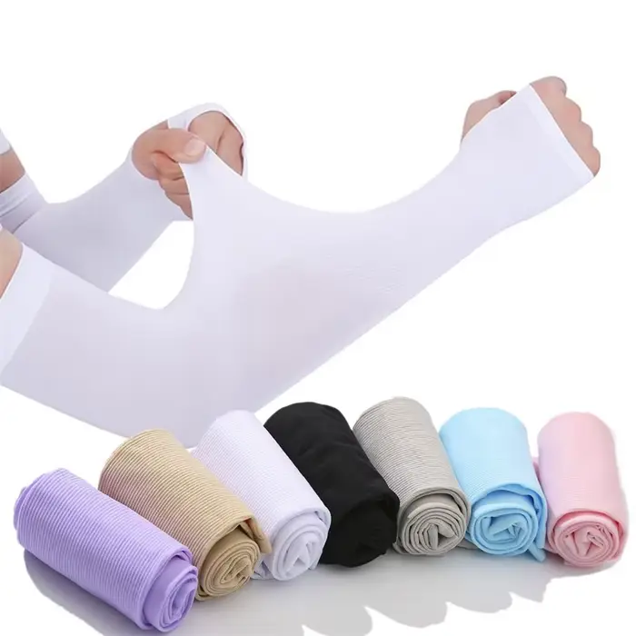 Gants d'été fins et longs, manches en soie glacée, Protection solaire pour activités de plein air, c