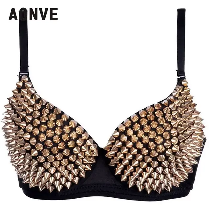 AONVE date Sexy Lingerie Sexy femmes strass couverture soutien-gorge haut or/argent plongeant fil gr