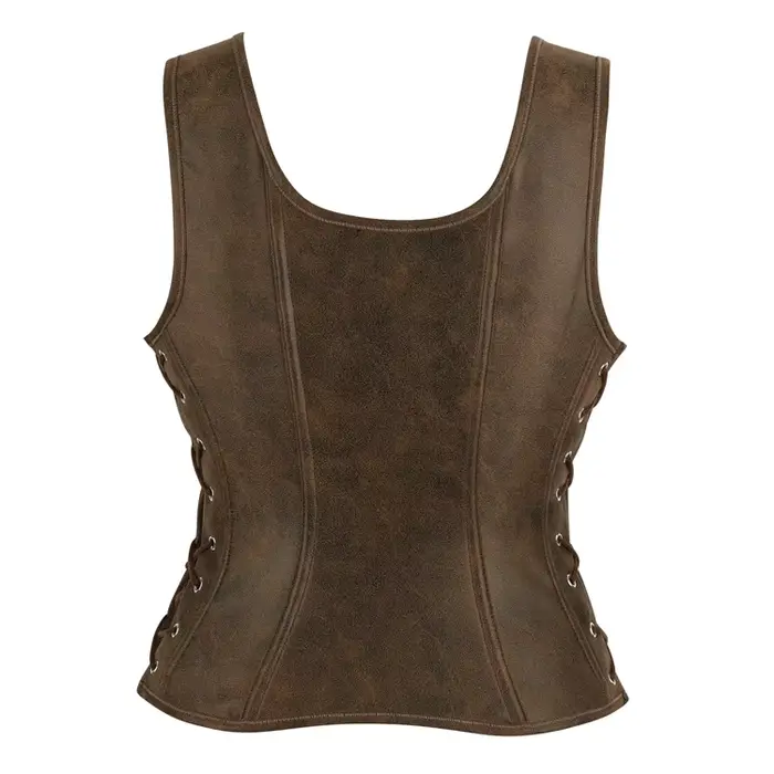 Hnedý korzetový top v štýle vintage steampunk pre ženy
