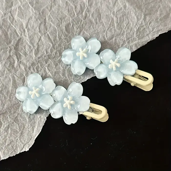 Pince à Cheveux Colorée à Cinq Pétales pour Femme, Accessoires à Motif Floral, Résines, 1 ou 2 Pièce