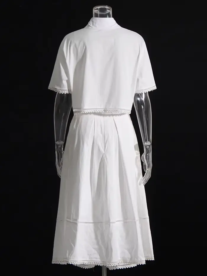 TWOTWurea YLE-Ensemble Deux Pièces pour Femme, Couleur Unie, Revers, Manches Courtes, Taille Haute, 