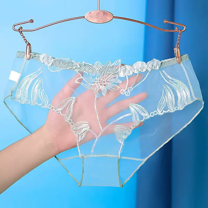 Sexy dentelle culottes slips maille creuse fleur broderie taille basse Transparent femme Lingerie Ul