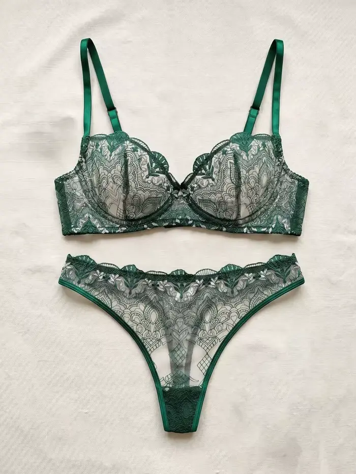 Ensemble de lingerie sexy de luxe pour femme Belamimi avec soutien-gorge à armatures brodé, push-up,