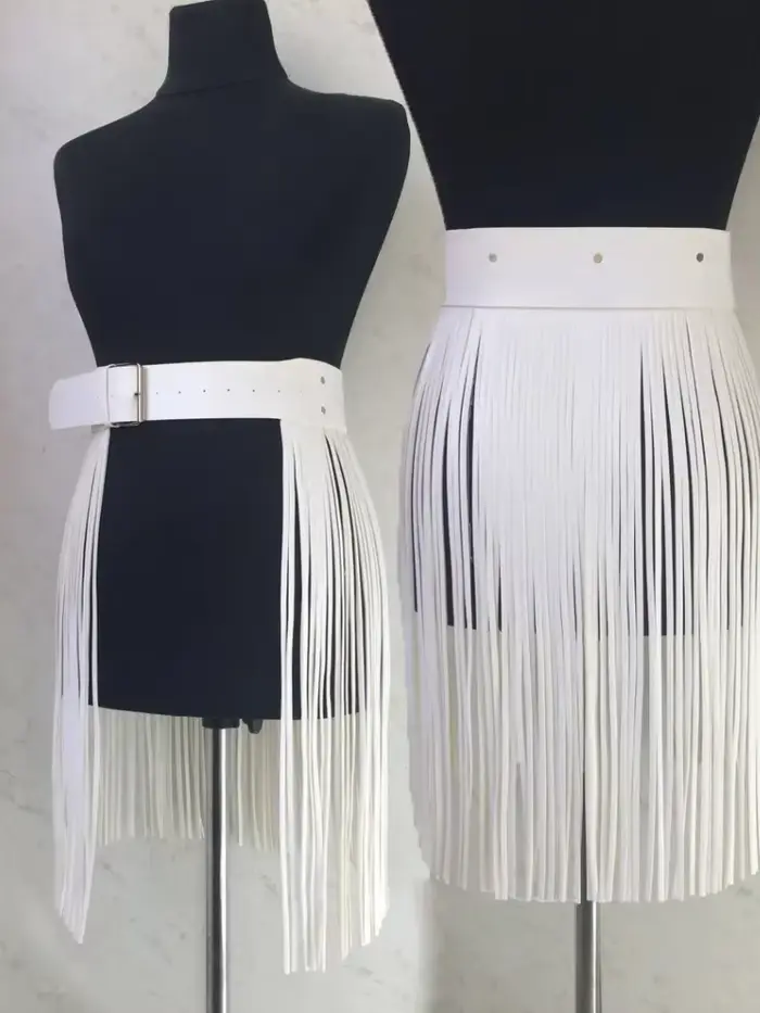 Ceinture à bretelles en cuir blanc pour femme style punk gothique urbain sauvage cosplay occasionnels