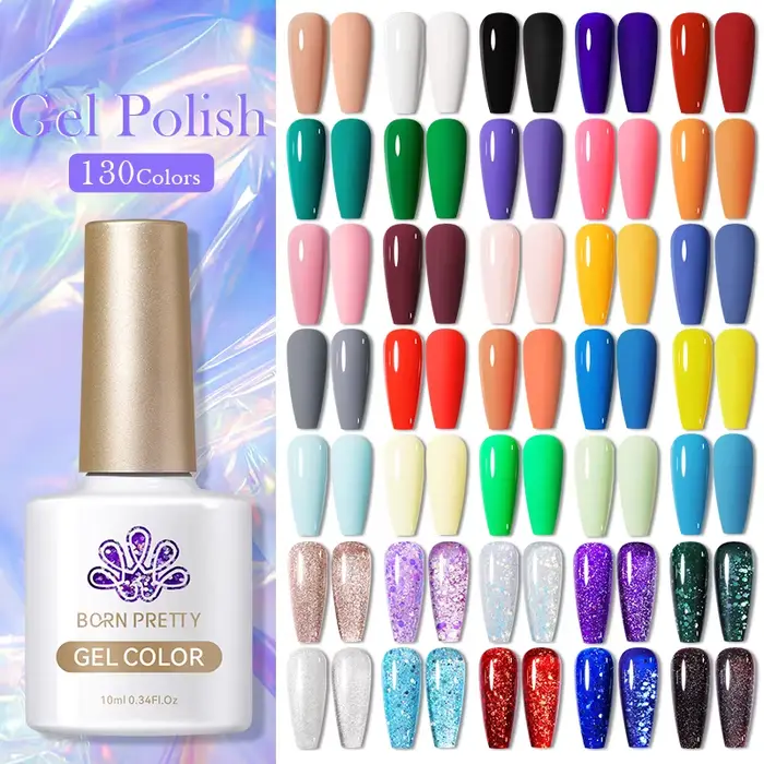 BORN PRETTY 130 farieb Gélový lak na nechty 10ml Polostály lak Nail Art manikúra namáčanie LED UV Gél lak na
