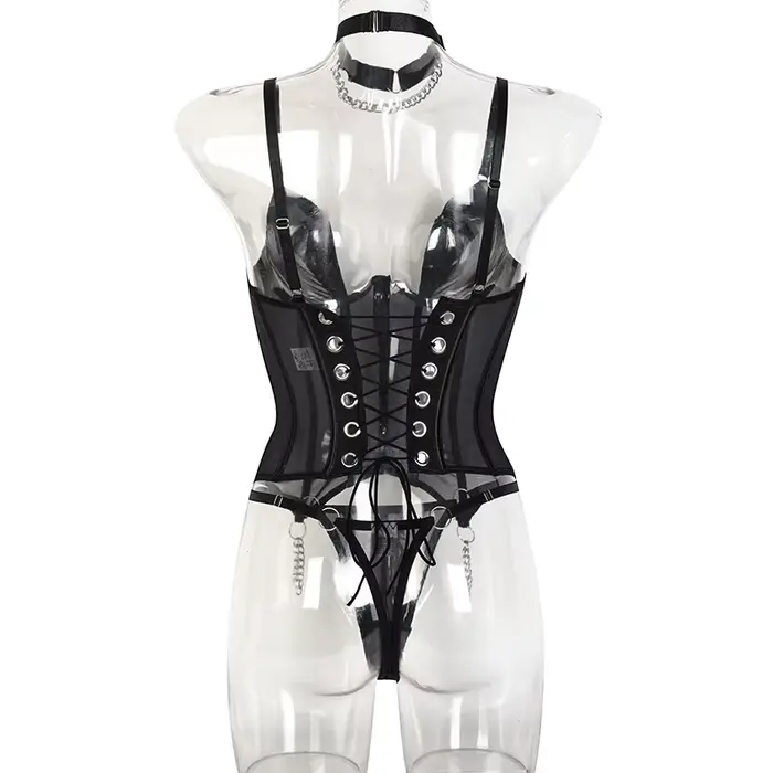 Sexy Dámske spodná bielizeň Polyester Set s priehľadné reťaze a čipky späť pre ženy špeciálne príležitosti