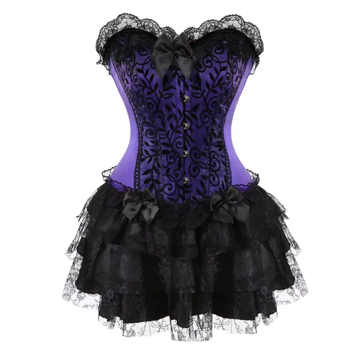 Čipkovaný večerný korzetový voľný sexy šaty pre ženy zelená Lingerie a čierna čipka mini sukňa Showgirl tanec S-2XL