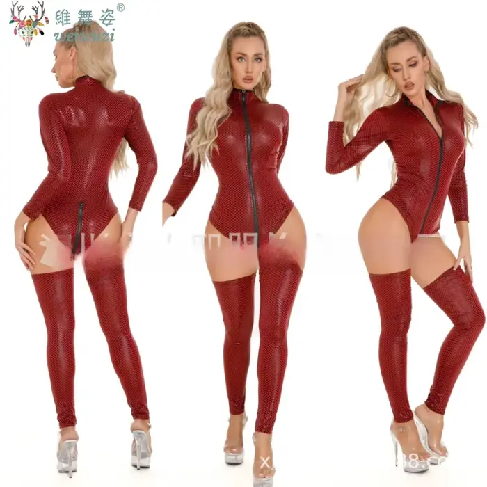 Dámske latexovo-kožené body s opaskom