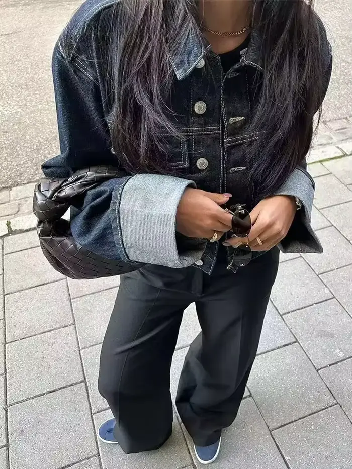HH Dámsky módny denim set s manžetami