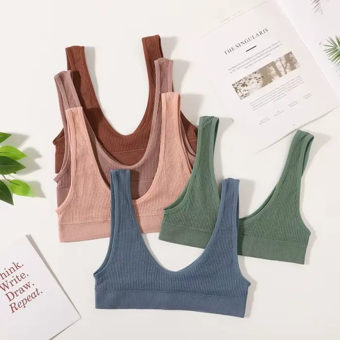 Soutien-gorge push-up pour femme, petite taille, sans armatures, bralette côtelée à col en U, sans rembourrage, plusieurs couleurs, crop top, lingerie sexy pour femme, tailles M-XL