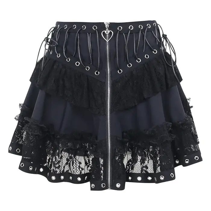 Gotická korčuliarka Punk Vintage vysoký pás sukňa ženy zips vpredu Štýl japonský Kawaii čierny Harajuku Cosplay