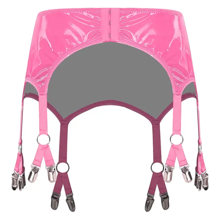 Lesklý PU podväzkový pás pre ženy, vlhký vzhľad, clubwear, punk, gothic, popruhy s kovovými sponami, odvážny a elegantný spodná bielizeň pre romantické večery