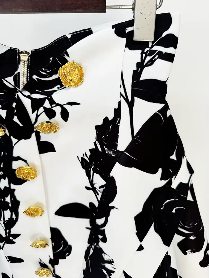 HIGH STREET Nouveauté 2026 Mini-jupe florale imprimée pour femme, style défilé de créateur, avec bou