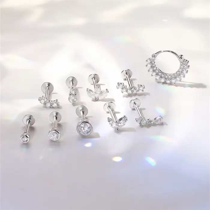 Pomocné Moissanitové diamantové náušnice pre ženy originálne 925 strieborné so skrutkovým zadným uzáverom plochý chrbát Moiss
