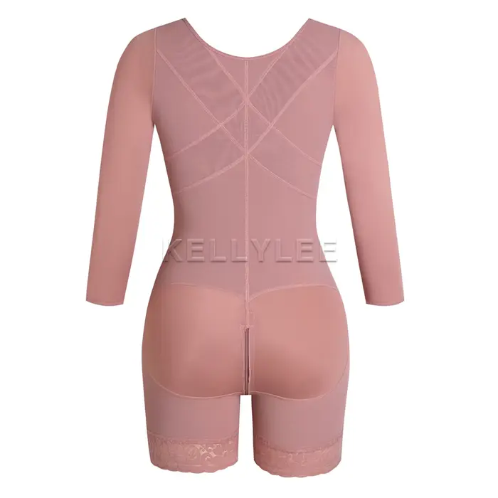 Bodies de compression pour femmes avec dentelle et manches longues pour la récupération post-grossesse et post-liposuccion