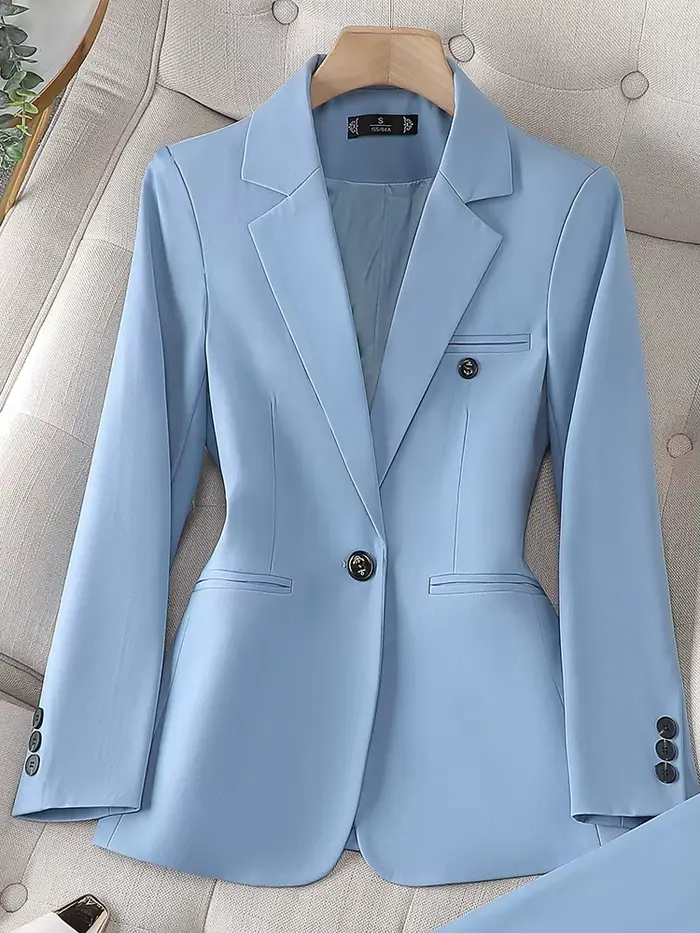 Blazer à manches longues pour femmes, veste mince pour dames, vêtements d'affaires, manteau formel, 