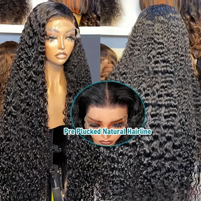 Perruque en cheveux humains Deep Wave avec dentelle frontale HD 13x6, sans colle, prête à porter, av