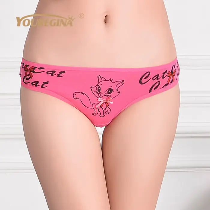 VAŠEEGINA bavlnené dámske nohavičky spodná bielizeň žabky a G struny Roztomilé Kawaii nohavičky Tanga dámske spodná bielizeň nohavičky pre dámy 5 kusov / set