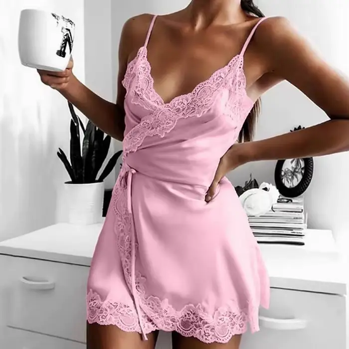 Dámska nočná košeľa z nylonu a polyesteru, sexy štýl, elegantná pre horúce letné noci, pohodlie a zvádzanie pre špeciálne príležitosti