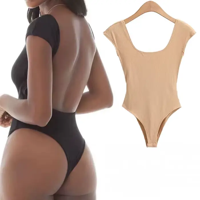 Príležitostné polyester patchwork body pre ženy, letné jarné vybavené sexy backless golier v u tesné topy špeciálne príležitosti