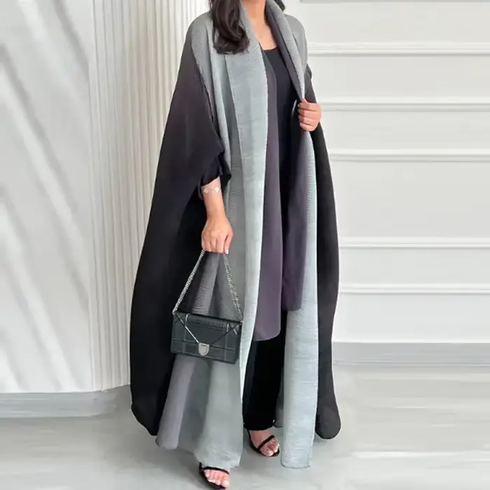 Veste coupe-vent froissée pour femmes, col écharpe à manches chauve-souris, Robe longue dégradée, ma
