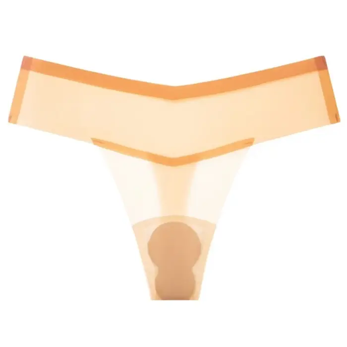 Culotte string transparente en soie glacée pour femme, sous-vêtement fin pour le yoga et le fitness,