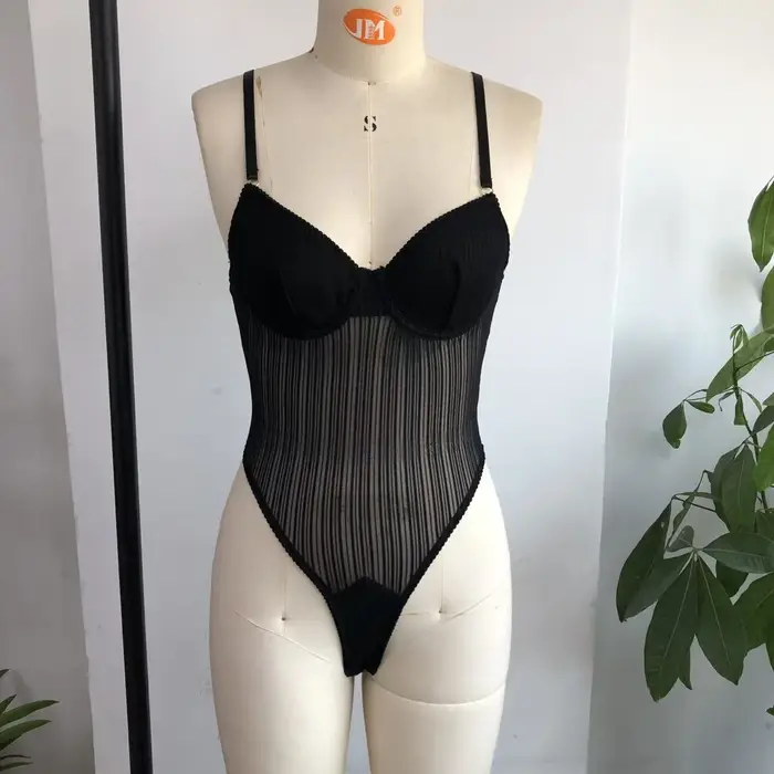 body korzet zvodné v priehľadnej sieťovine, spodná bielizeň prelamované, pruhované výrezy, nastaviteľné popruhy, Boudoir pre fotenie, cambishort pre ženy