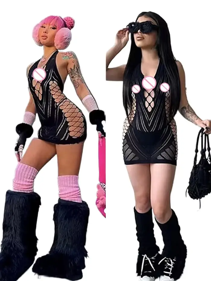 Robe courte dos nu en dentelle transparente pour femmes élégante chemise de nuit dos nu creux pyjama sexy vêtements de nuit mini robes de club de fête occasions spéciales