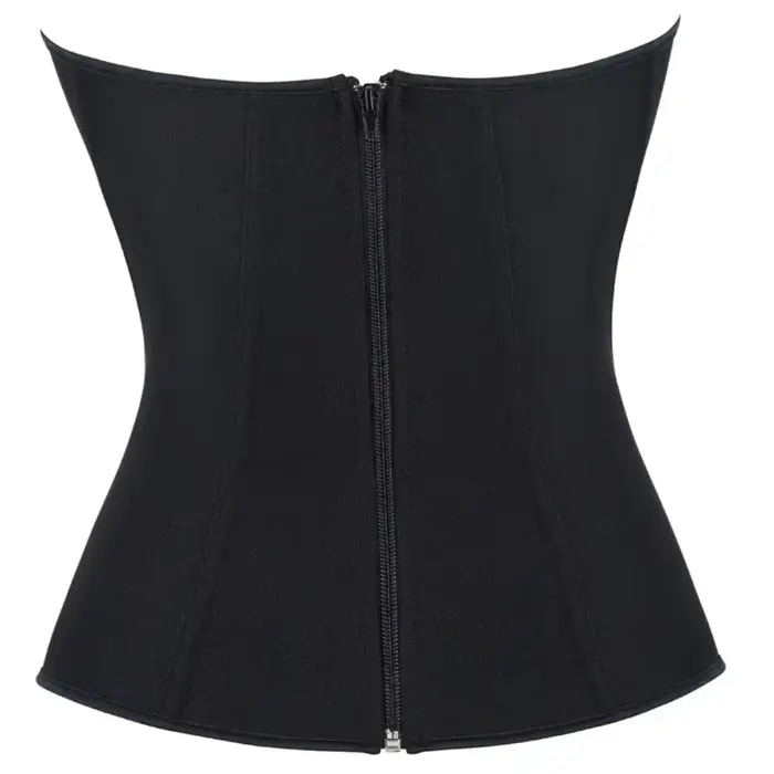 Dámske čierne priedušné saténový korzet, zips Bustier, veľkosť, Sexy, body Shaper, spodná bielizeň, dlhé torzo
