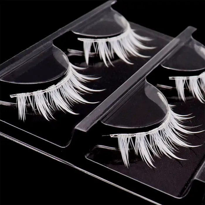 Bandes de cils en plumes blanches, manga Cosplay, faux cils, extensions de cils en grappe complète, 