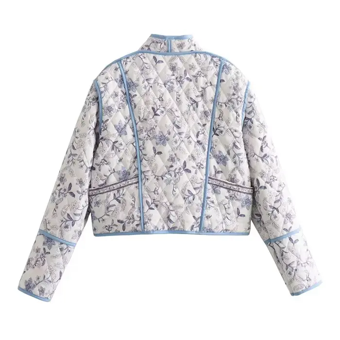 Manteau en coton violet à motifs floraux vintage pour femme, collection automne-hiver 2026, veste dé