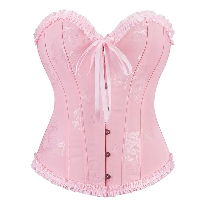 Corset rose pour femmes, bustiers et corsets gothiques, corselet overbust, costume de spectacle d'Ha