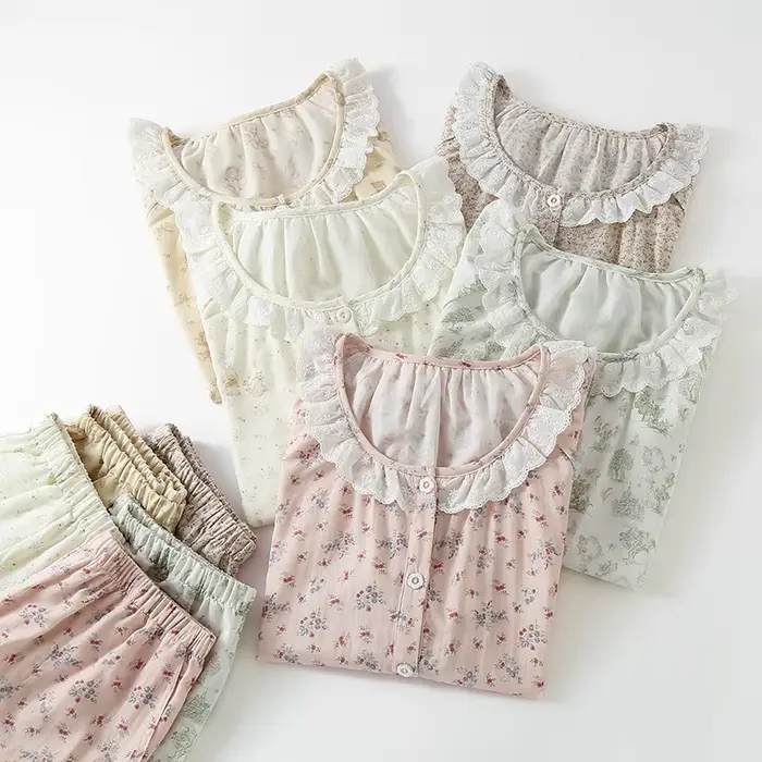 Bavlnené pyžamo pre ženy vintage štýl zábava a roztomilé šortky nočné šaty špeciálne príležitosti spať doma v noci