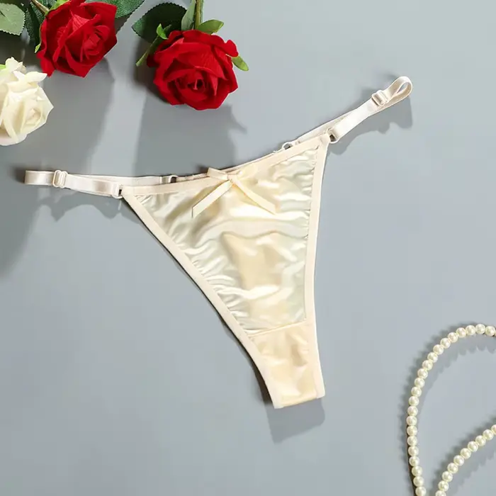 Culotte MoonBiffy en polyester taille basse avec arc délicat pour femmes, lingerie élégante et confortable pour toutes les occasions