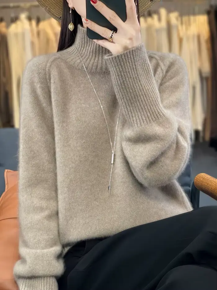 Dámsky kašmírový sveter 100% merino vlna pletený
