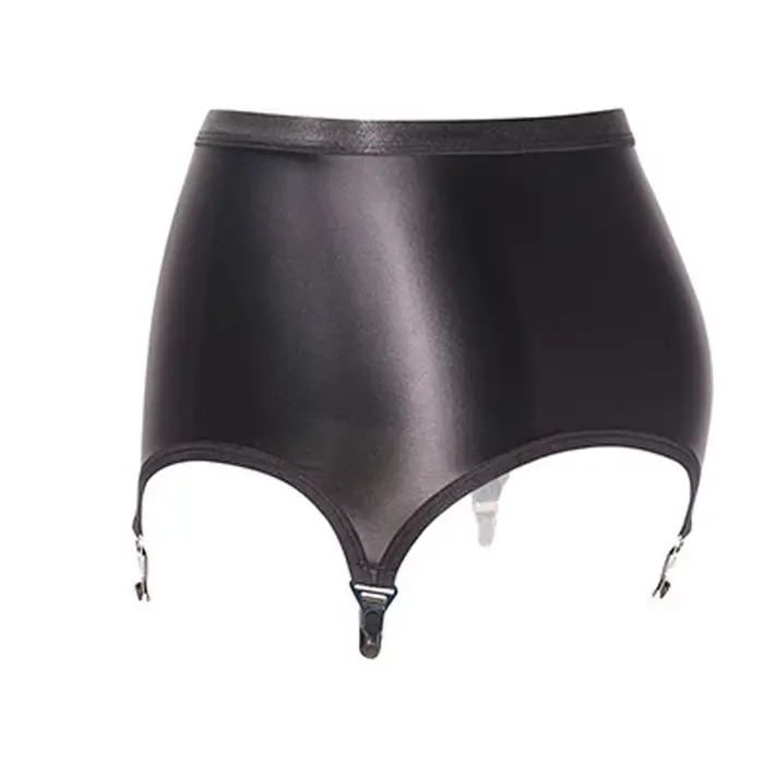 Jarretières vintage noires pour femmes, lingerie élastique sexy, jarretières brillantes à l'huile, boîte de nuit, clips métalliques, mini-jupe, pole dance, tenue de soirée