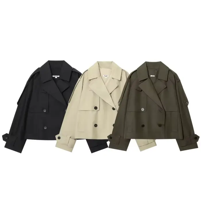 Dvojradový krátky kabát pre ženy