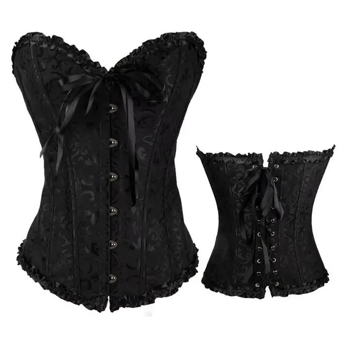 Corsets et Bustiers Sexy pour Femmes, Hauts en Dentelle Florale, Lingerie Gothique Vintage en Satin, Corselet Overbust Flow