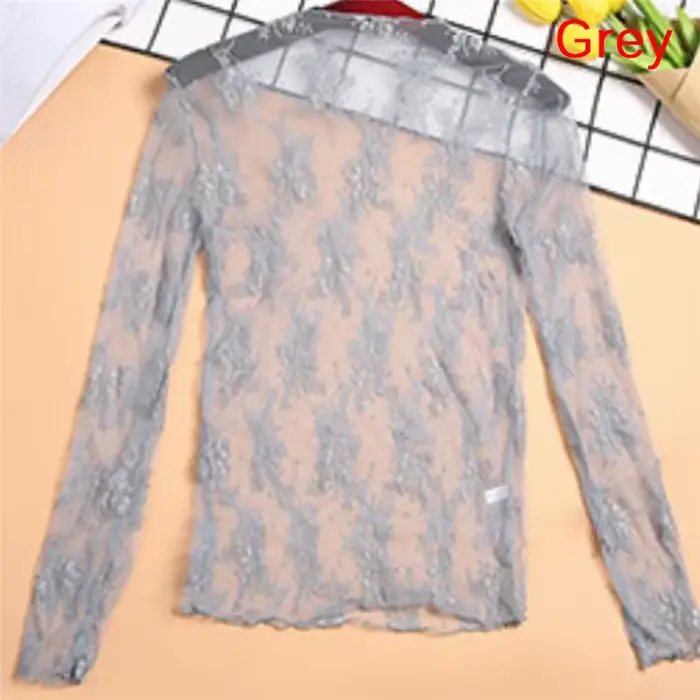 T-shirt à manches longues en maille transparente, maillot de corps évidé, filet de base, étoile de c